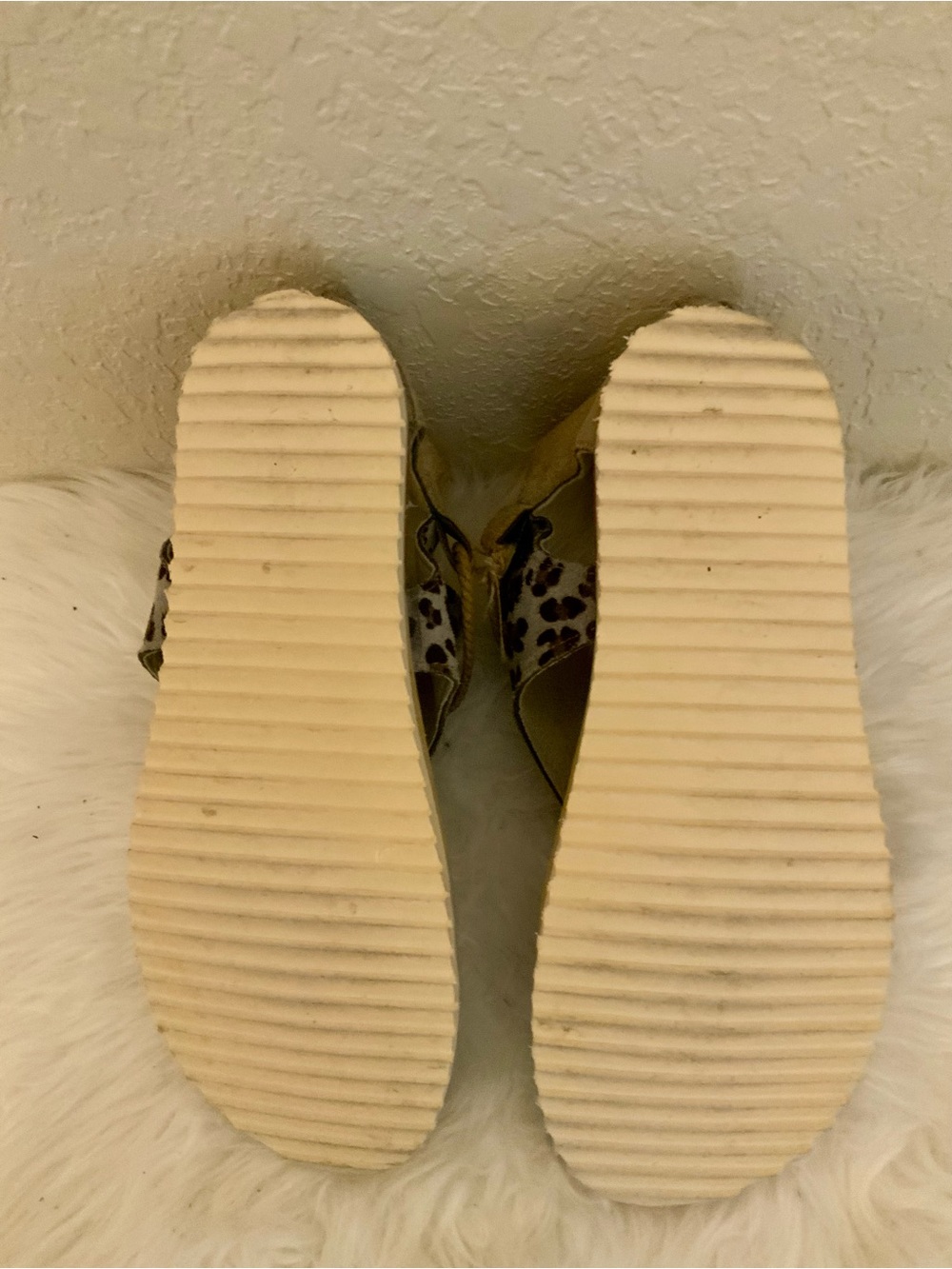 Sandals with leopard print canvas upper and back zipper size 8 - Picture 5 of 5